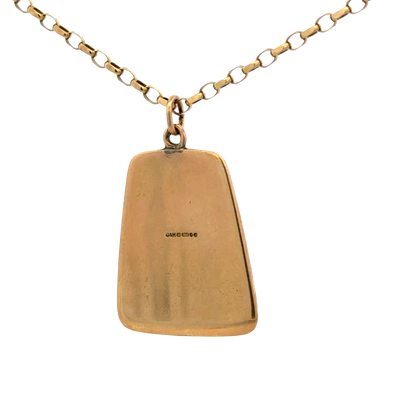 9ct yellow gold St Christopher pendant by Reeves and Sons, detailed religious jewelry with intricate design, 10.5g weight.