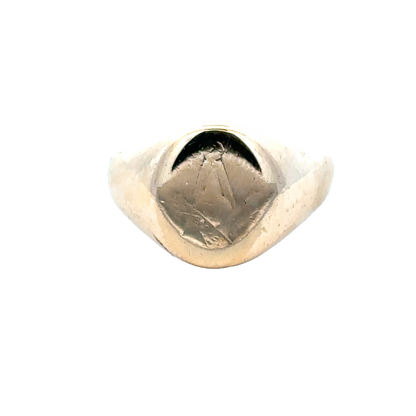 9ct yellow gold signet ring size R1/2 (sh28052b)