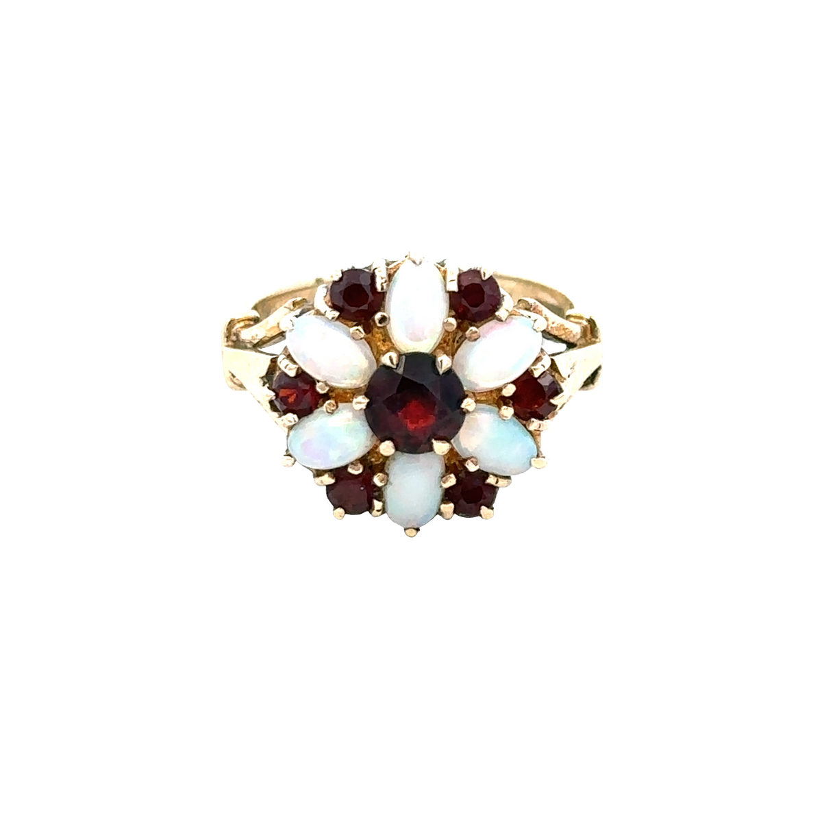 9ct yellow gold ring in size N with a smooth band, crafted by Reeves and Sons, displayed on a neutral background.