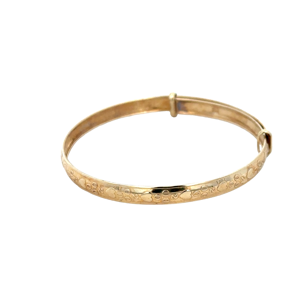 9ct yellow gold baby bangle from Reeves and Sons, 2g, featuring a smooth, polished finish and delicate design.