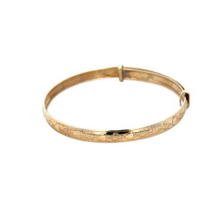 9ct yellow gold baby bangle from Reeves and Sons, 2g, featuring a smooth, polished finish and delicate design.