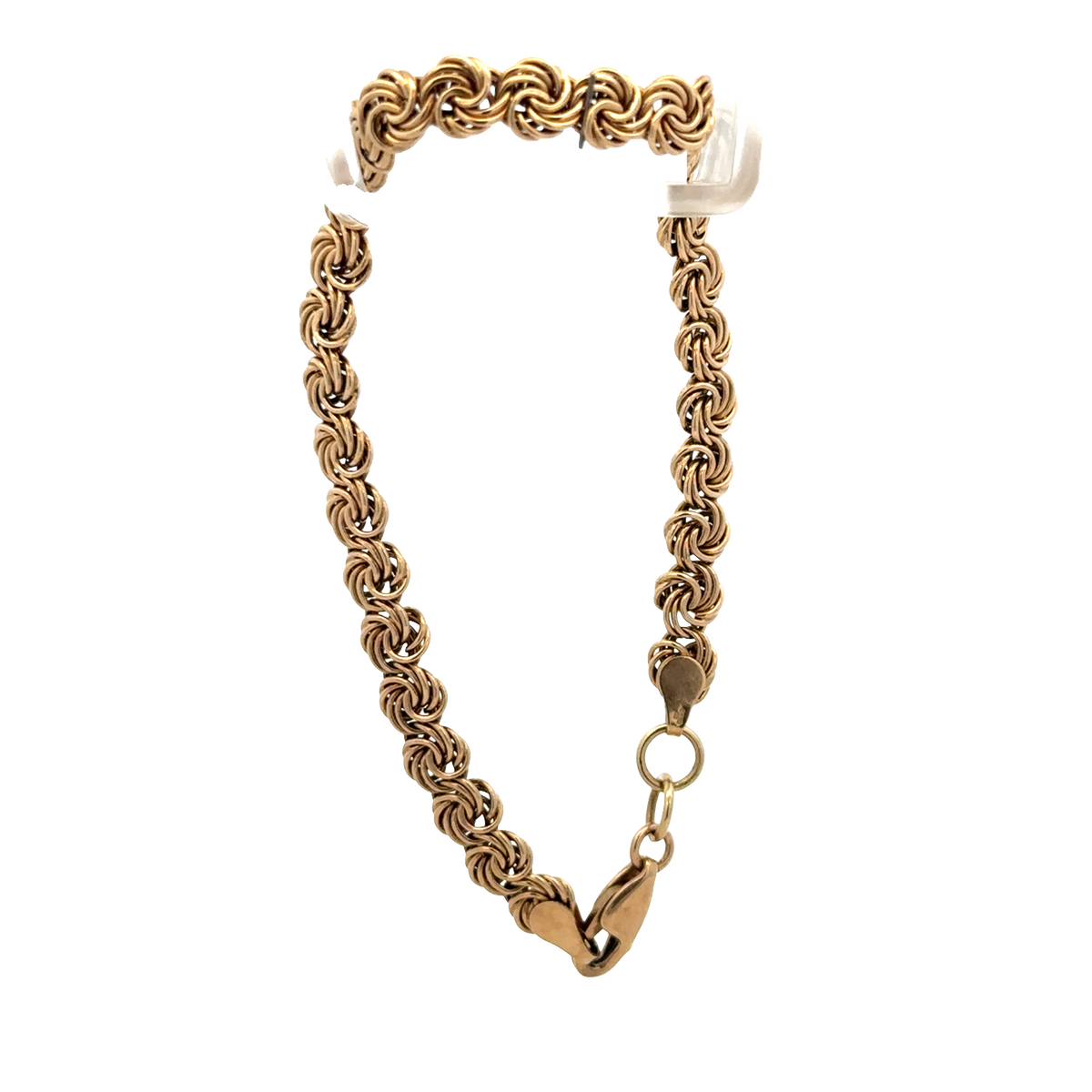 9ct yellow gold bracelet weighing 4.8g with intricate link design, crafted by Reeves and Sons.