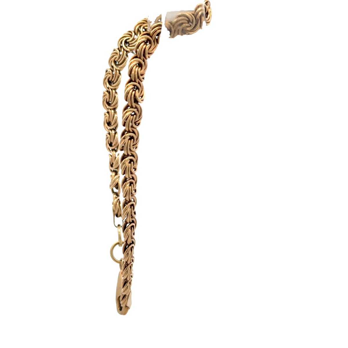 Reeves and Sons 9ct yellow gold bracelet weighing 4.8g, featuring a delicate chain design and secure clasp.