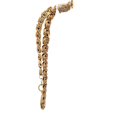 Reeves and Sons 9ct yellow gold bracelet weighing 4.8g, featuring a delicate chain design and secure clasp.