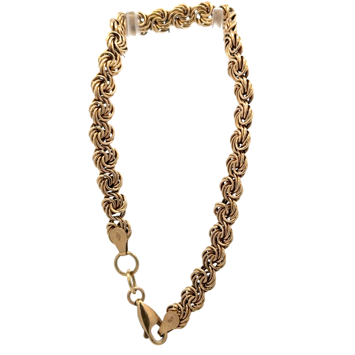 9ct yellow gold bracelet weighing 4.8g with a delicate design, crafted by Reeves and Sons.