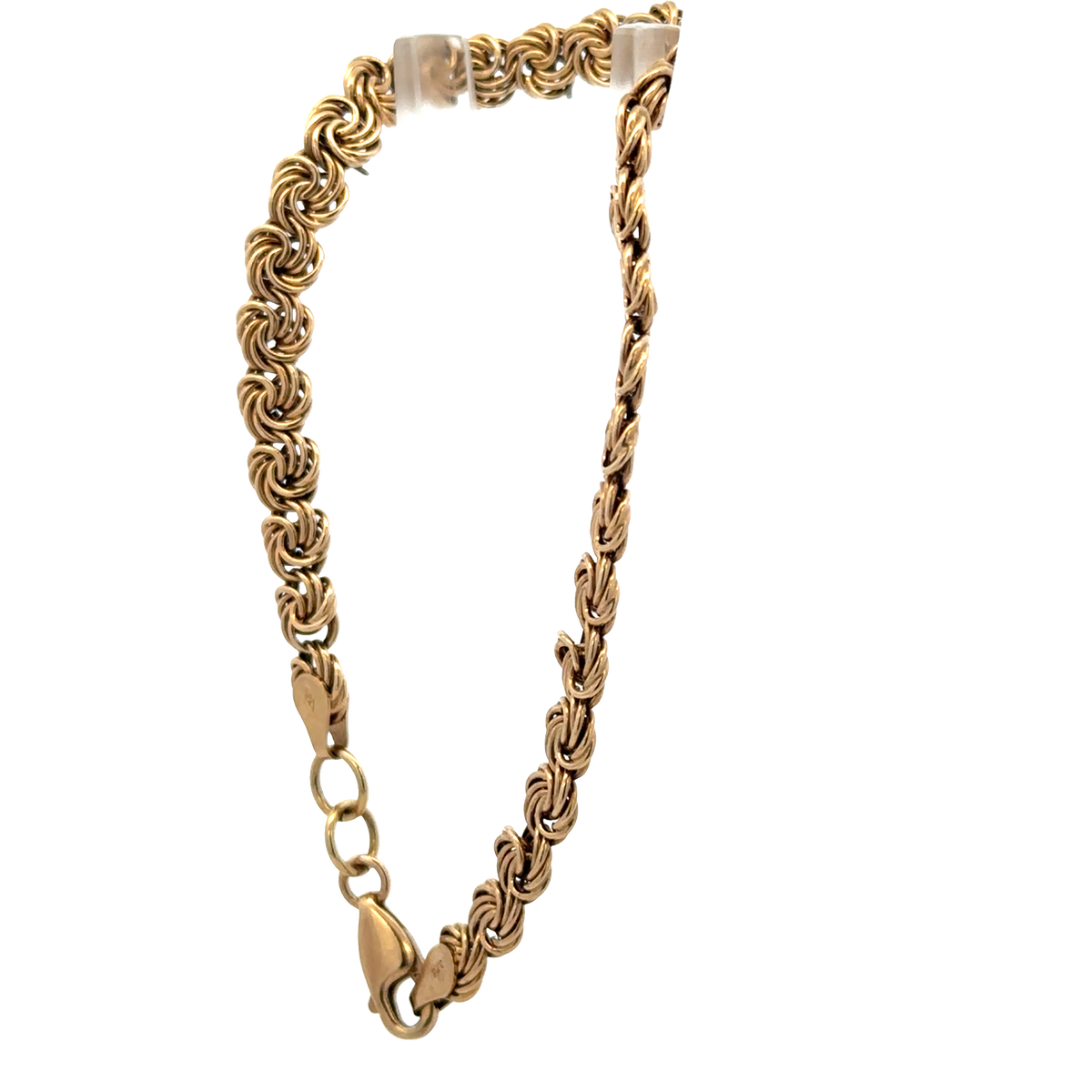 Reeves and Sons 9ct yellow gold bracelet weighing 4.8g, featuring a delicate chain design and polished finish.