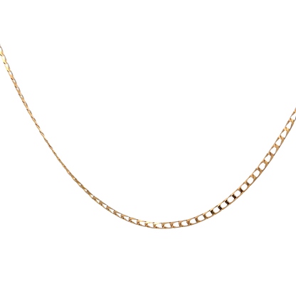 Reeves and Sons 9ct yellow gold chain, 3.6g, showcasing a delicate and polished jewelry chain with detailed links.