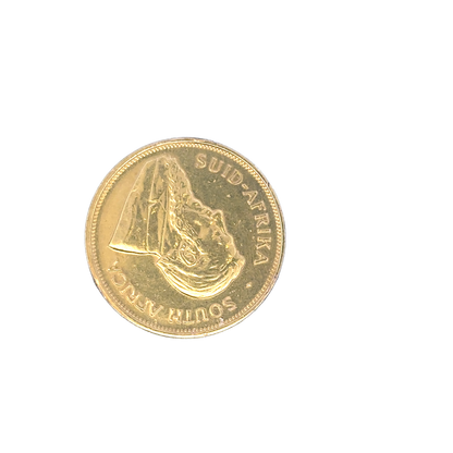Gold Krugerrand coin from 1974, 33.9g, featuring detailed South African design, issued by Reeves and Sons.