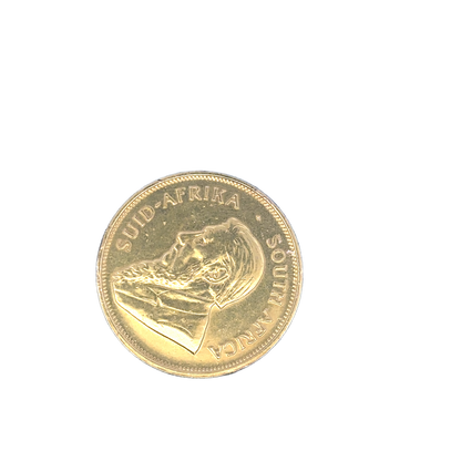 Gold Krugerrand coin from 1974, 33.9g, showcasing the iconic design, issued by Reeves and Sons, reflecting classic gold bullion.