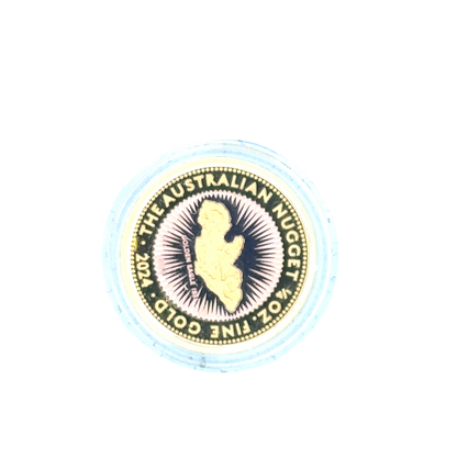 2024 Australian gold nugget coin by Reeves and Sons, 1/4 ounce 7.78g with detailed gold nugget design.