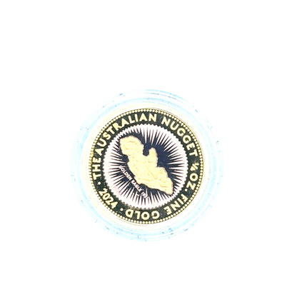 2024 Australian gold nugget coin by Reeves and Sons, 1/4 ounce, 7.78g, detailed gold nugget design on coin surface