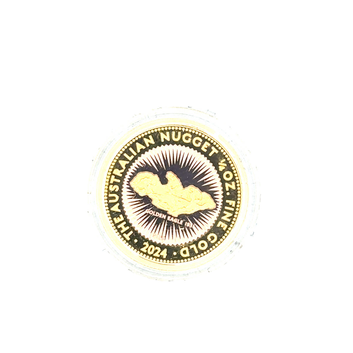 2024 Australian gold nugget coin by Reeves and Sons, 1/4 ounce, 7.78g, featuring detailed gold nugget design.