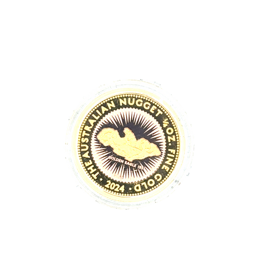 2024 Australian gold nugget coin by Reeves and Sons, 1/4 ounce, 7.78g, featuring detailed gold nugget design.