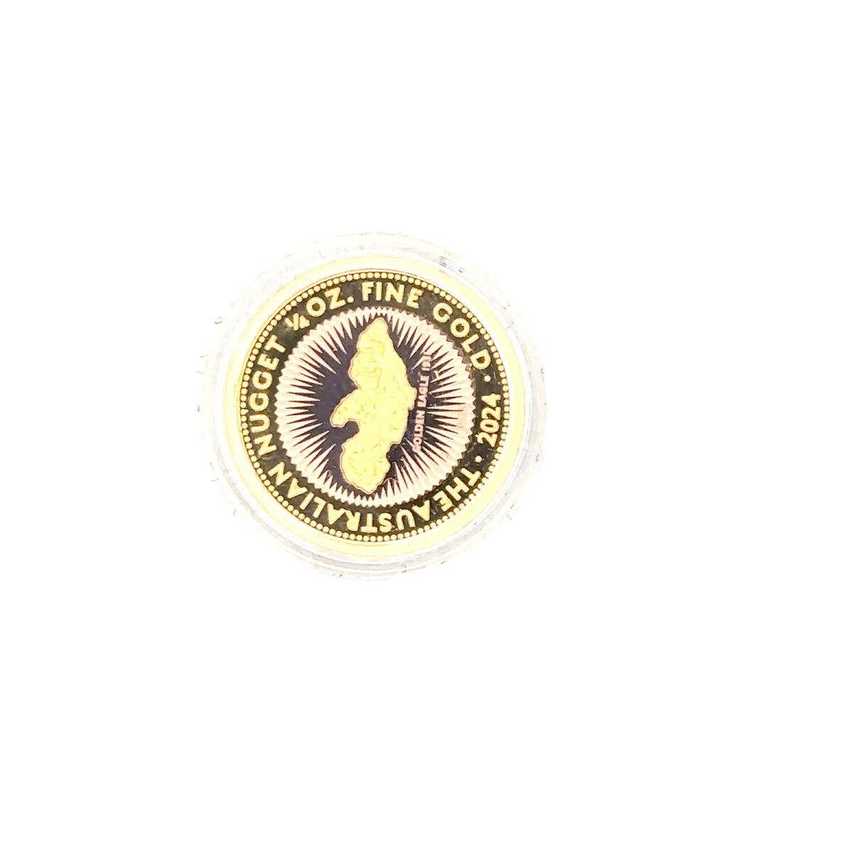 2024 Australian gold nugget coin by Reeves and Sons, 1/4 ounce, 7.78g, featuring detailed gold nugget design.