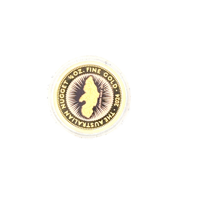 2024 Australian gold nugget coin by Reeves and Sons, 1/4 ounce, 7.78g, featuring detailed gold nugget design.