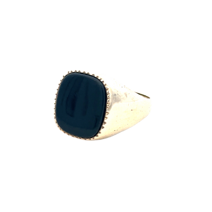 9ct yellow gold signet ring in size P with a smooth polished finish, crafted by Reeves and Sons.