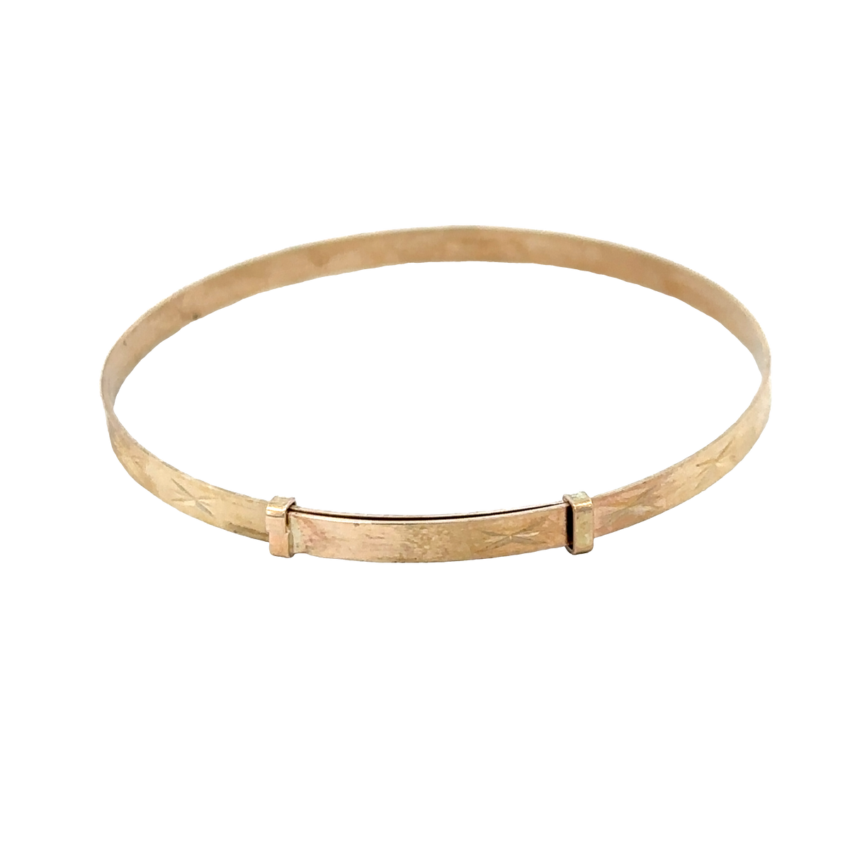 9ct yellow gold baby bangle from Reeves and Sons, delicate jewelry piece weighing 1.8g, designed for infants or young children.