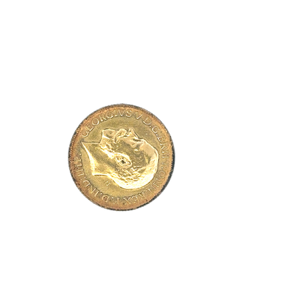 1913 Reeves and Sons full sovereign coin, 8g gold coin with detailed engravings, vintage British currency.