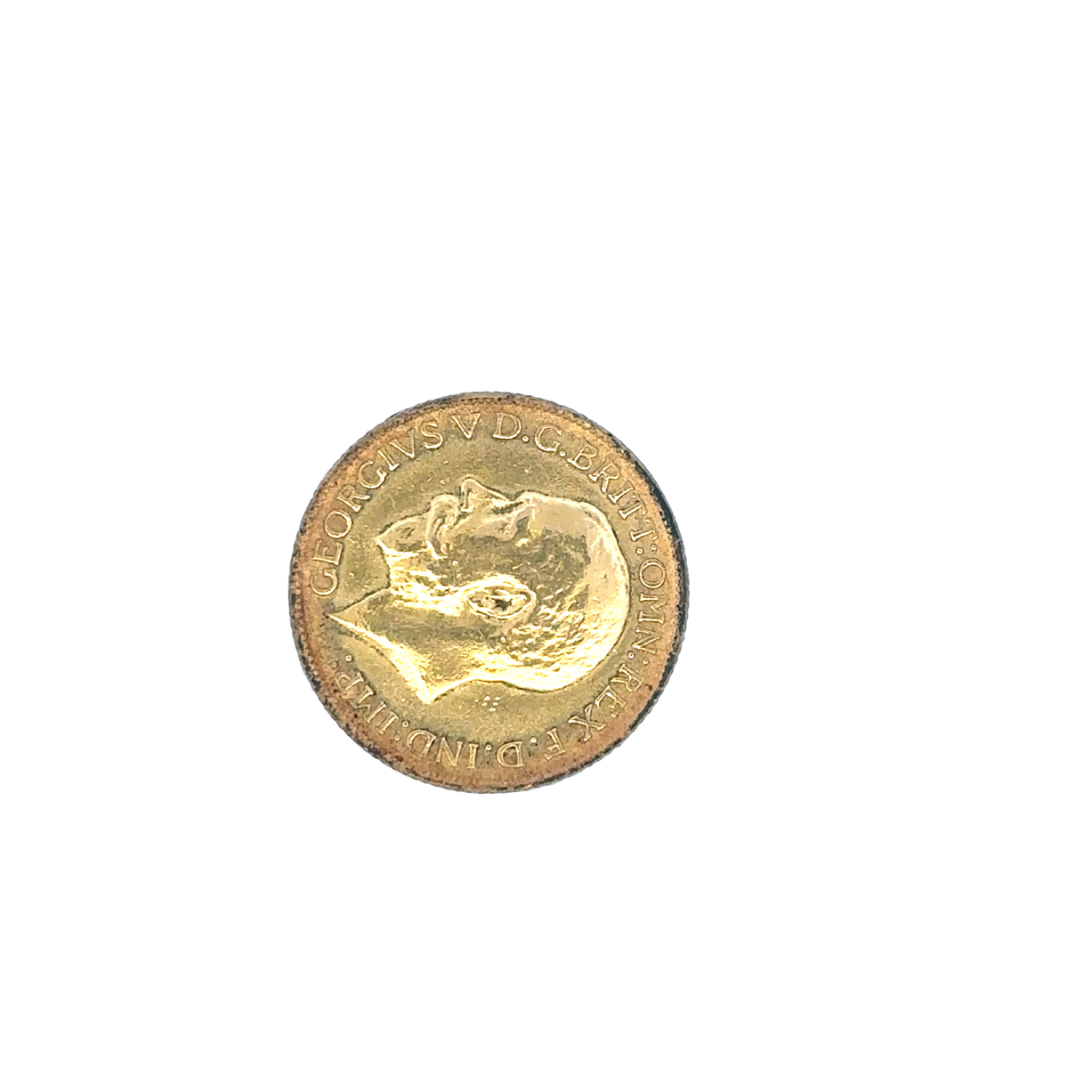 1913 Reeves and Sons full sovereign coin, 8g, showing detailed design and historical features in a close-up image.