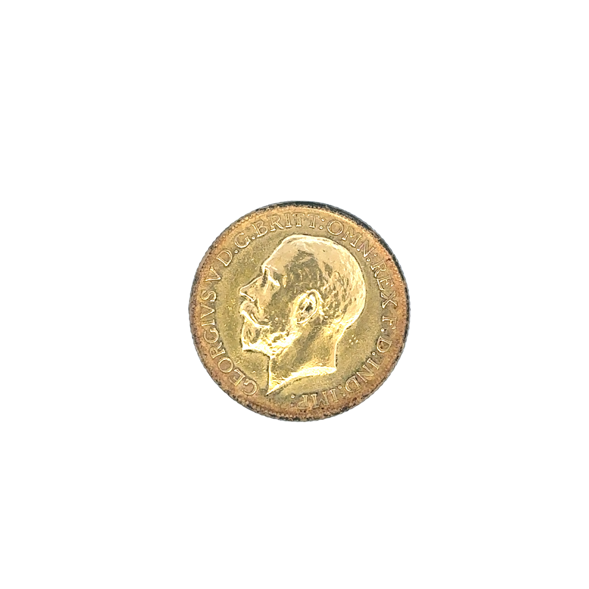 1913 Reeves and Sons 8g full sovereign coin showing detailed obverse and reverse designs on a reflective surface.