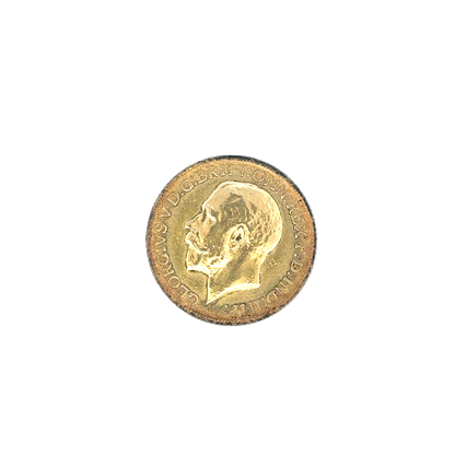 1913 Reeves and Sons 8g full sovereign coin showing detailed obverse and reverse designs on a reflective surface.