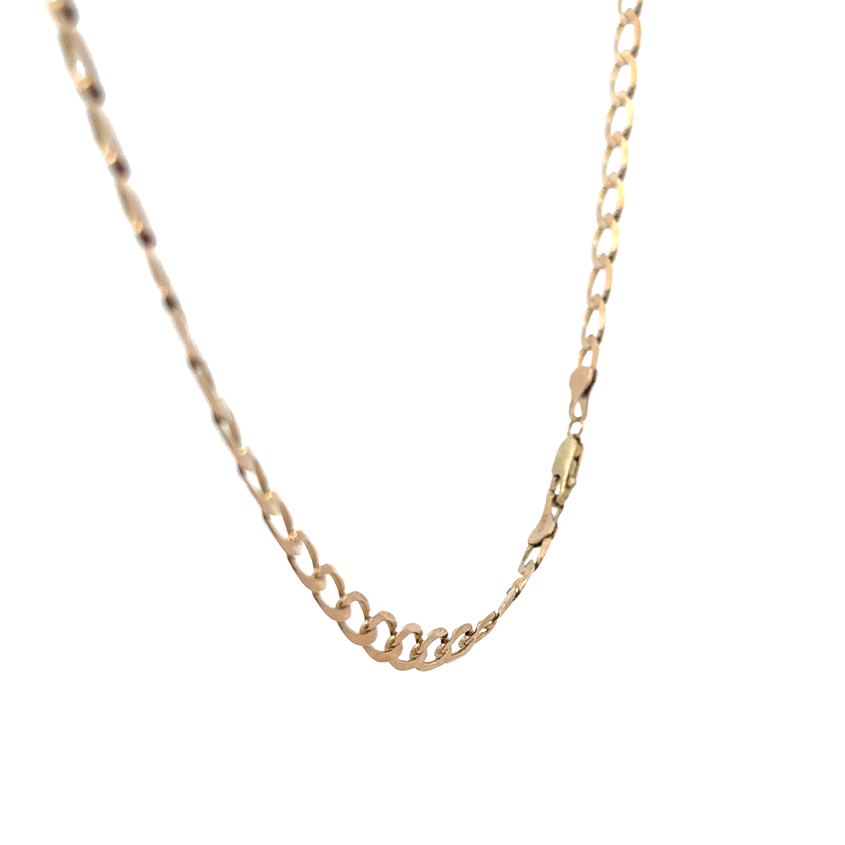 9ct yellow gold curb chain by Reeves and Sons, weighing 15.9g, with detailed links and polished finish, displayed against a neutral background.