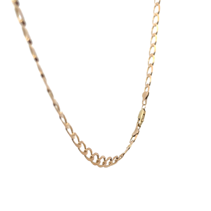 9ct yellow gold curb chain by Reeves and Sons, weighing 15.9g, with detailed links and polished finish, displayed against a neutral background.