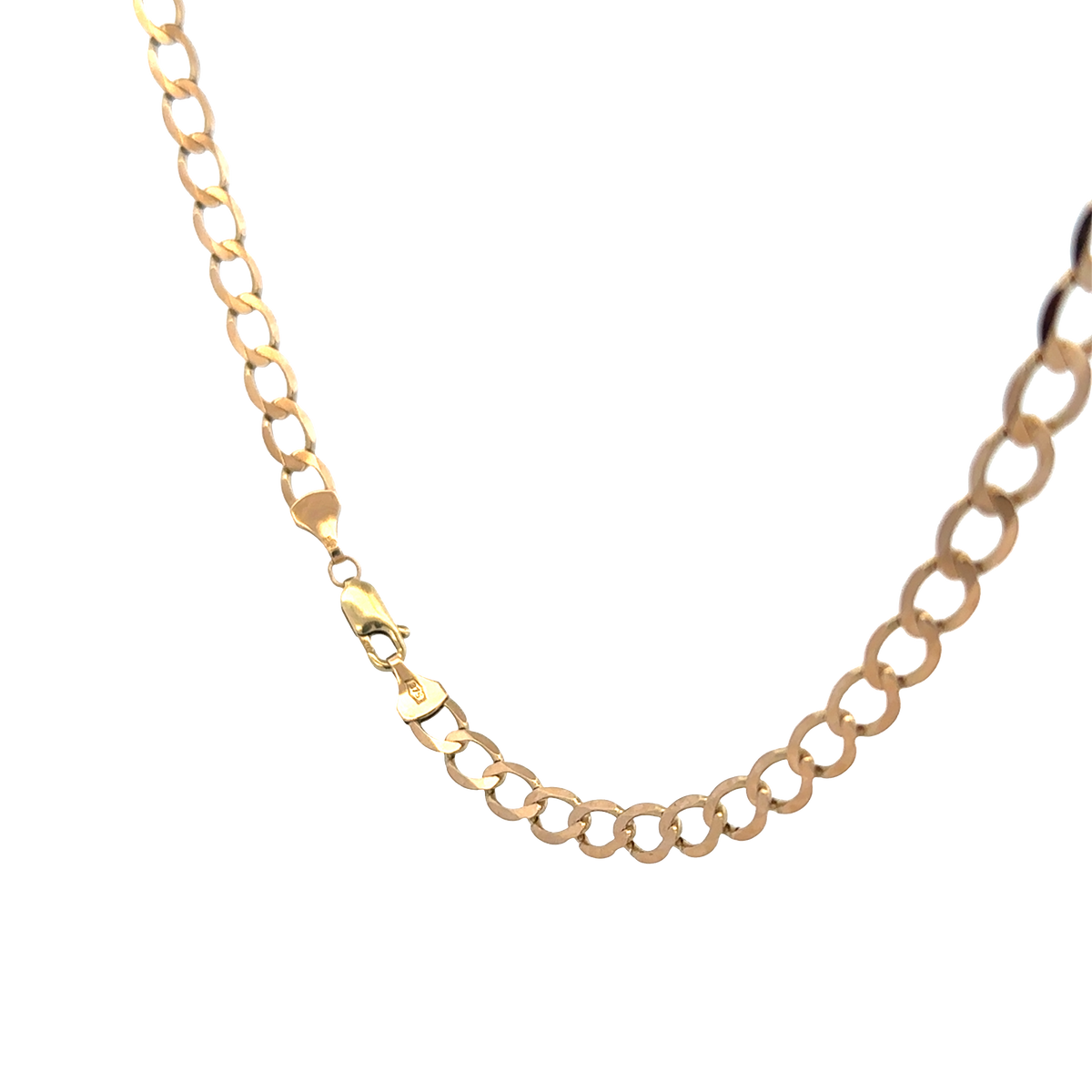 9ct yellow gold curb chain weighing 15.9g, showcasing Reeves and Sons jewelry with detailed links and polished finish.