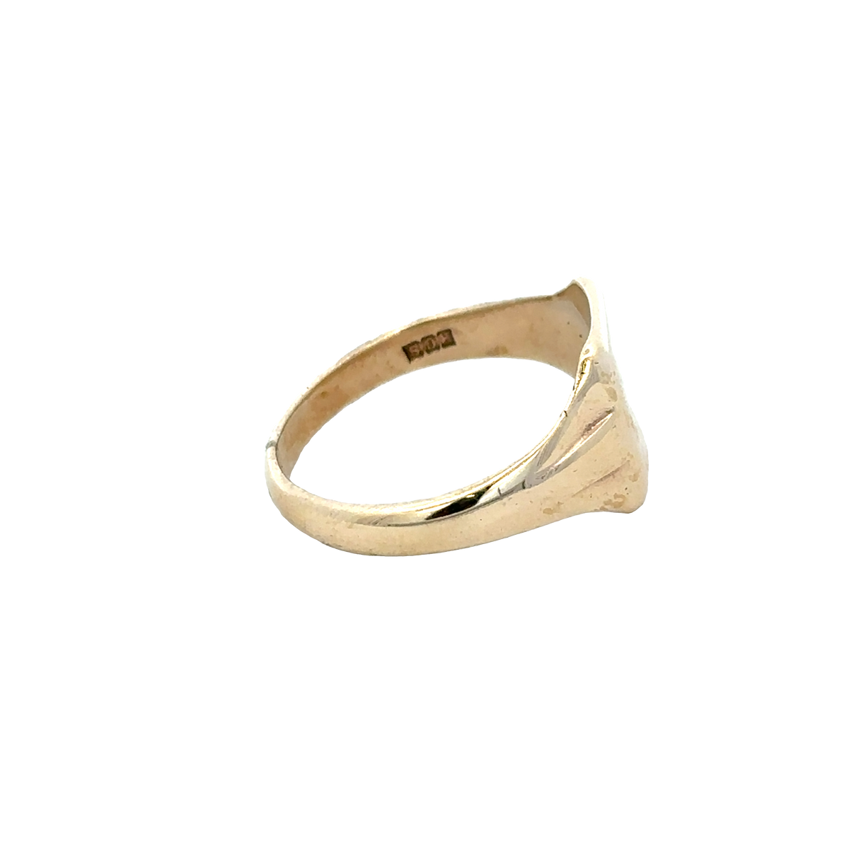 9ct yellow gold Reeves and Sons signet ring, size X