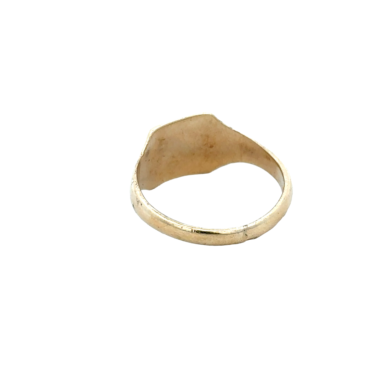 9ct yellow gold Reeves and Sons signet ring, size X, plain polished oval face