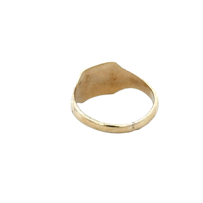 9ct yellow gold Reeves and Sons signet ring, size X, plain polished oval face