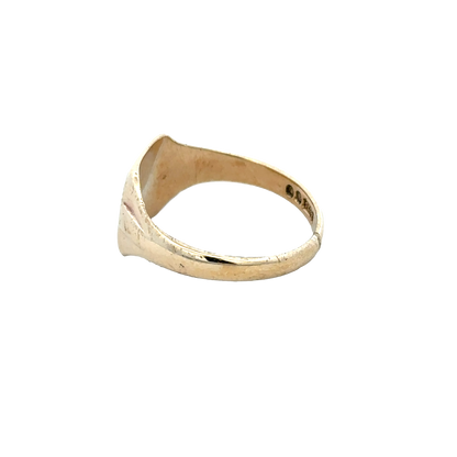 Reeves and Sons 9ct yellow gold signet ring, size X, with classic polished design