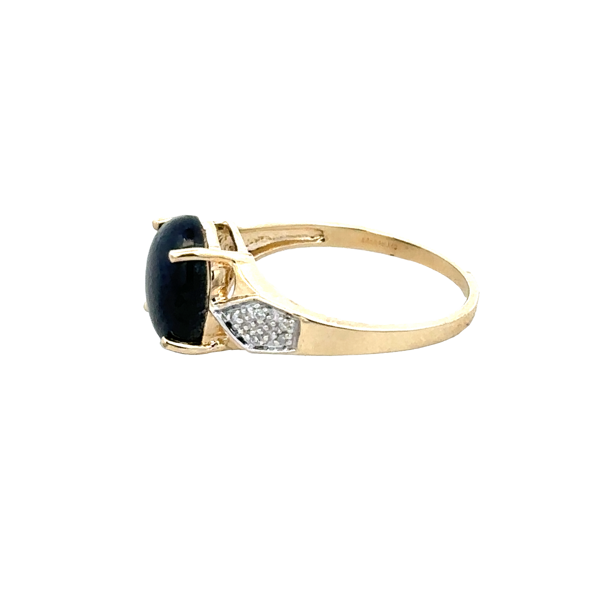 9ct yellow gold Reeves and Sons ring, size N, viewed from above