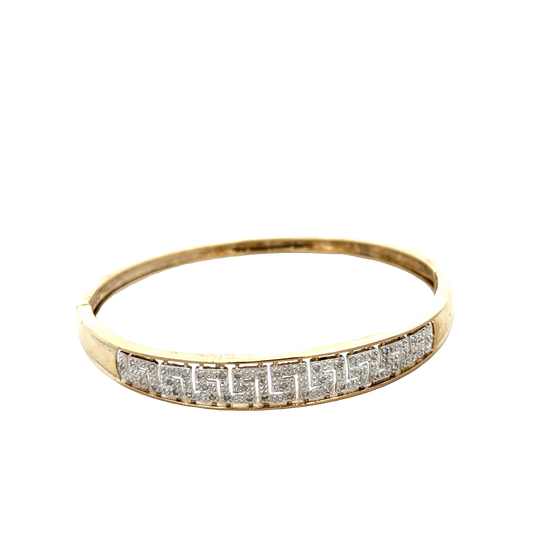9ct yellow gold diamond bangle 12.5g (sh25978l)