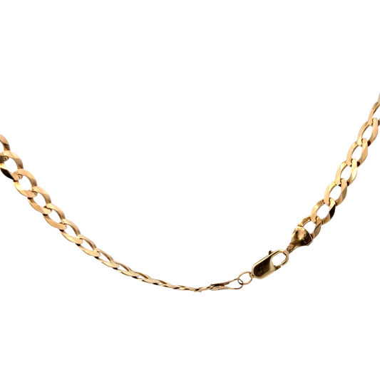9ct yellow gold curb chain by Reeves and Sons, 14.9g, close-up view