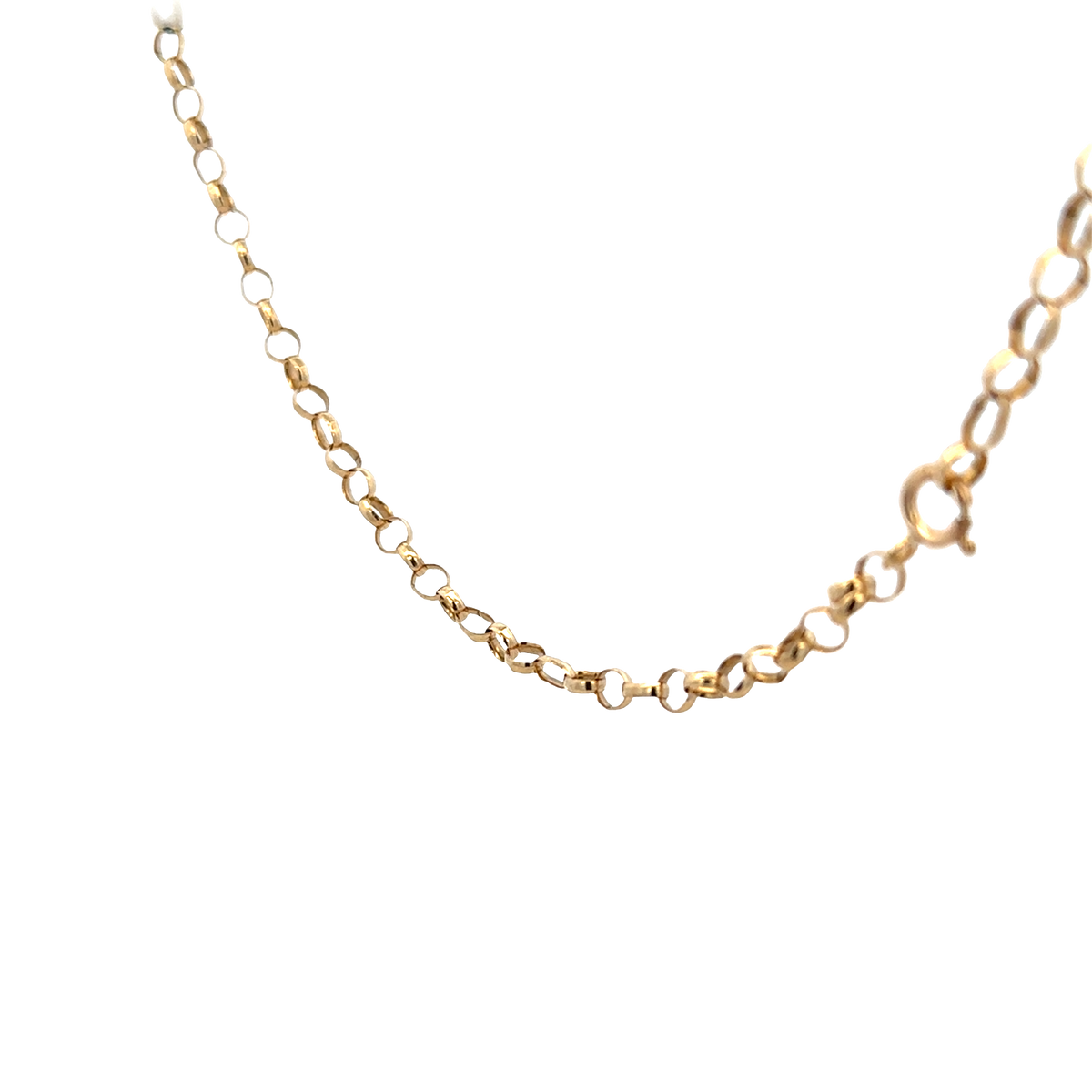 9ct yellow gold belcher chain by Reeves and Sons, 7.9g, linked necklace design