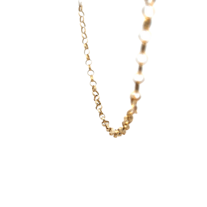 9ct yellow gold belcher chain by Reeves and Sons, 7.9g, displayed on a white background