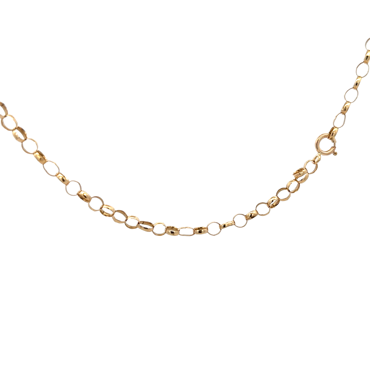 9ct yellow gold belcher chain by Reeves and Sons, 7.9g weight