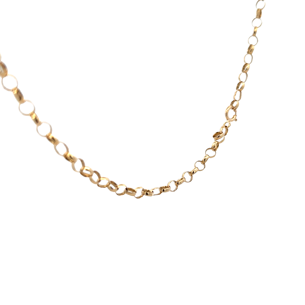 9ct yellow gold belcher chain by Reeves and Sons, 7.9g