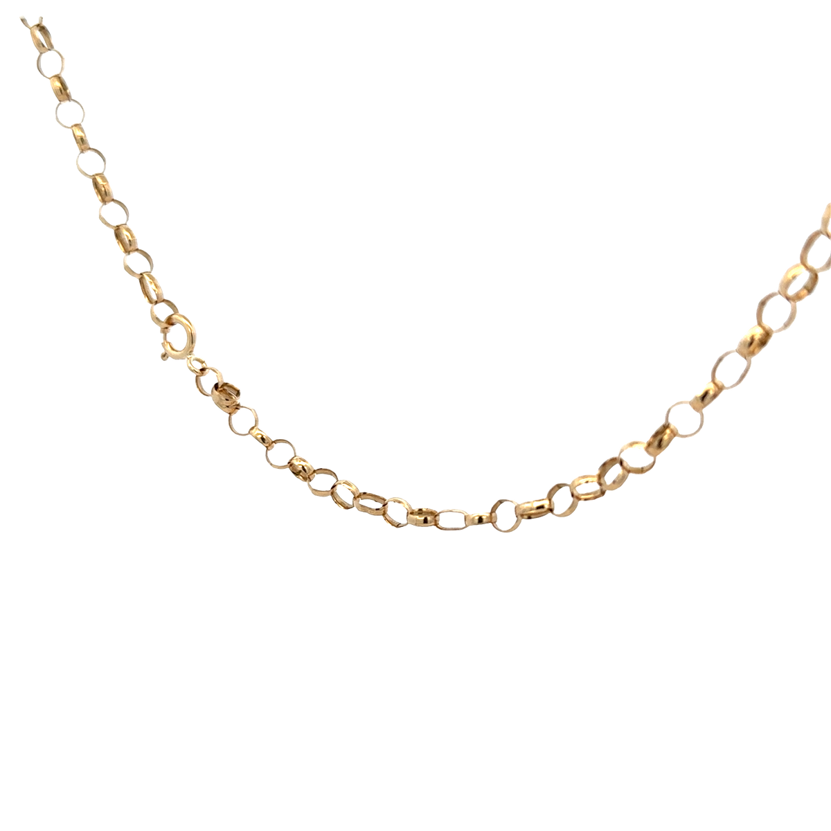 9ct yellow gold belcher chain by Reeves and Sons, 7.9g, displayed on a plain background