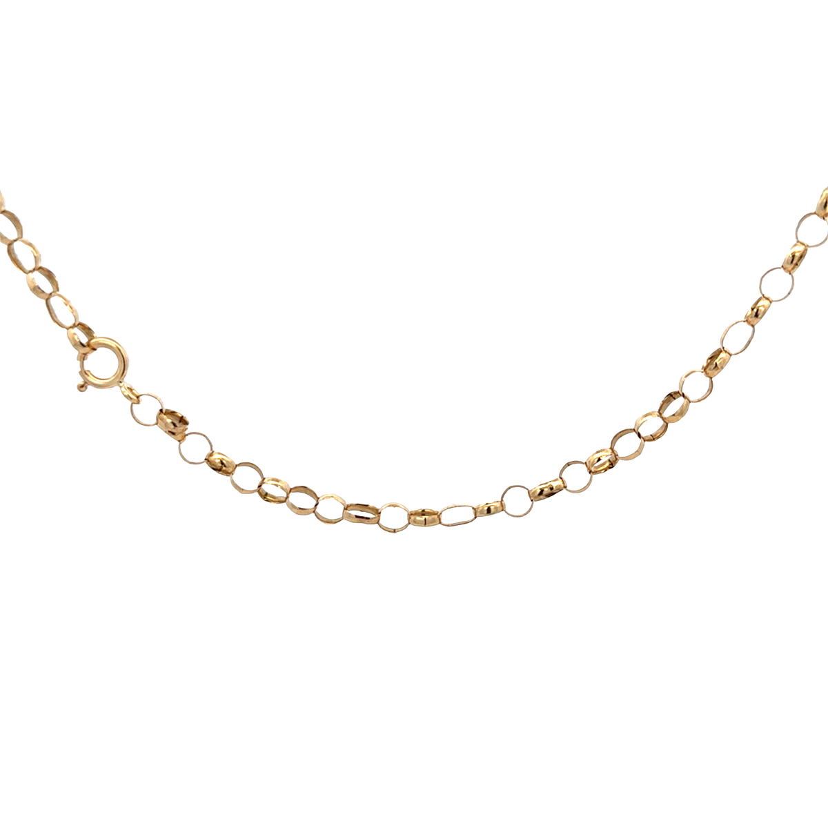 9ct yellow gold belcher chain by Reeves and Sons, 7.9g, shown against a plain background