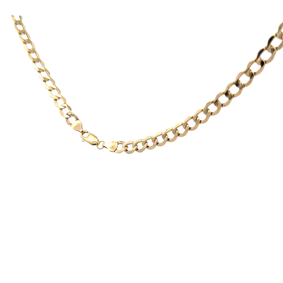 Reeves and Sons 9ct yellow gold curb chain, 6g link necklace close-up