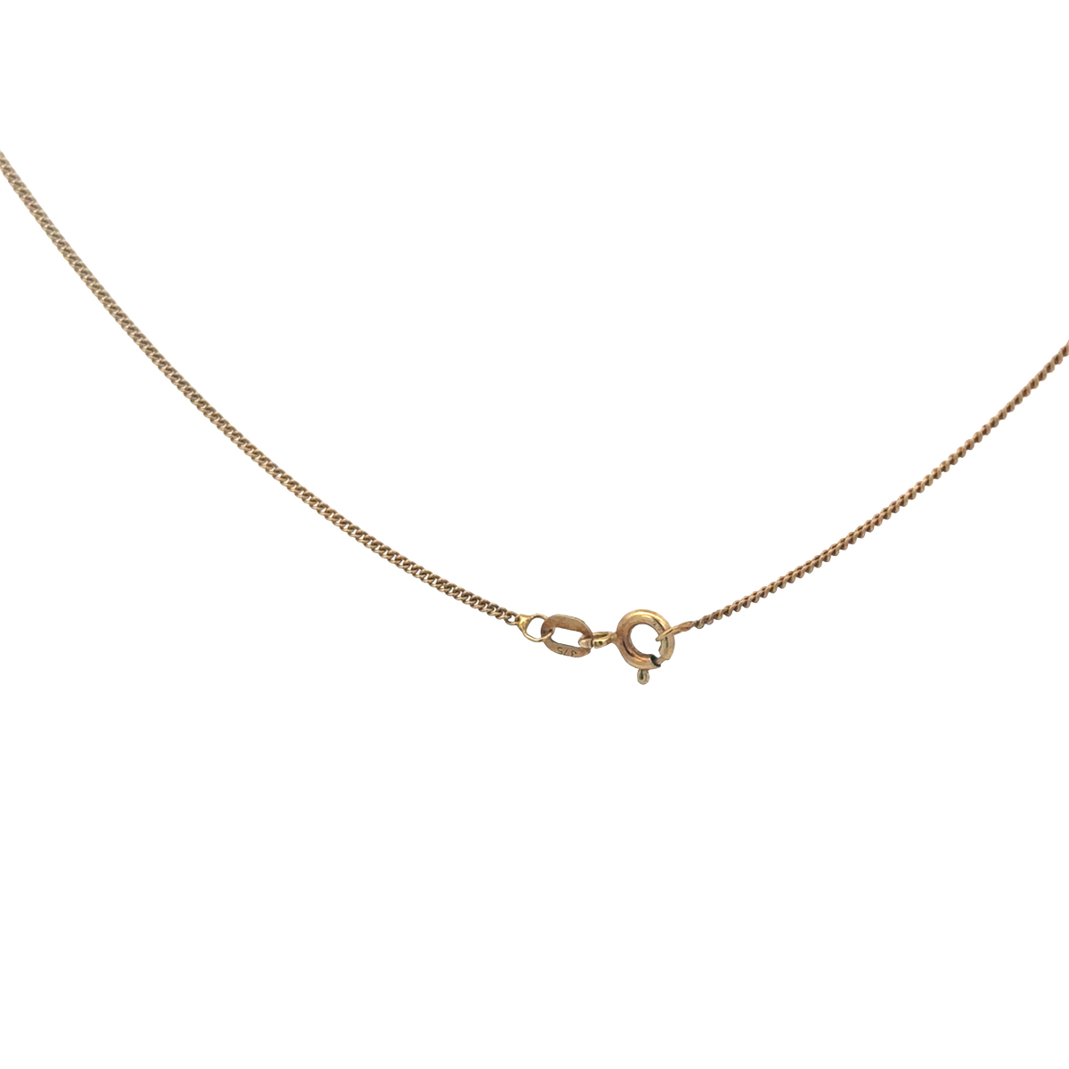 9ct yellow gold Reeves and Sons chain, 2.4g weight, close-up view