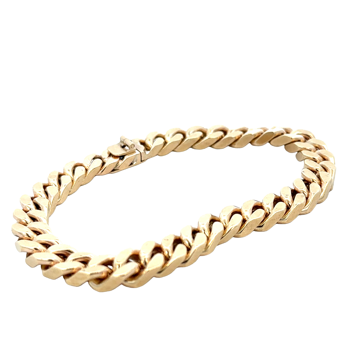 Reeves and Sons 9ct yellow gold curb bracelet, 53.4g, polished chain design