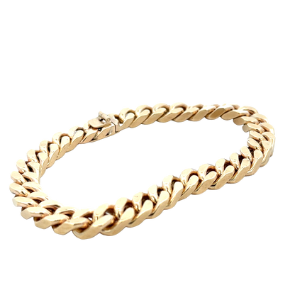 Reeves and Sons 9ct yellow gold curb bracelet, 53.4g, polished chain design