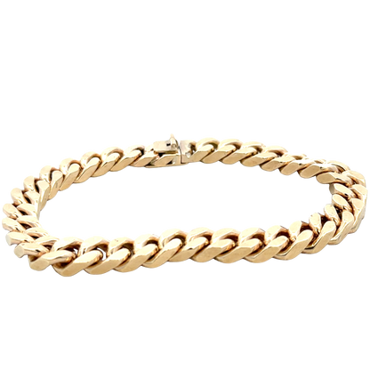 Reeves and Sons 9ct yellow gold curb bracelet, 53.4g, close-up view
