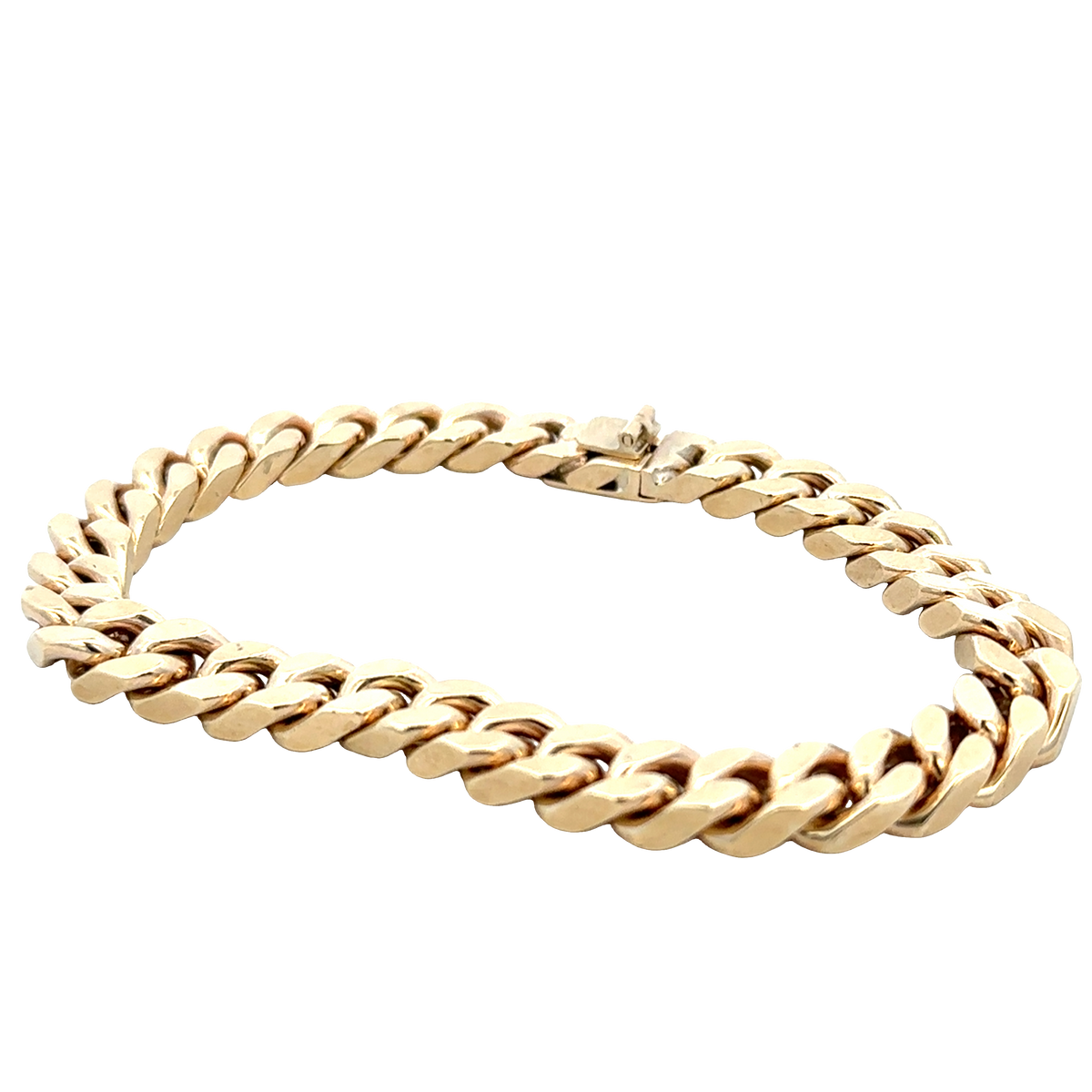 9ct yellow gold curb bracelet by Reeves and Sons, 53.4g chain design