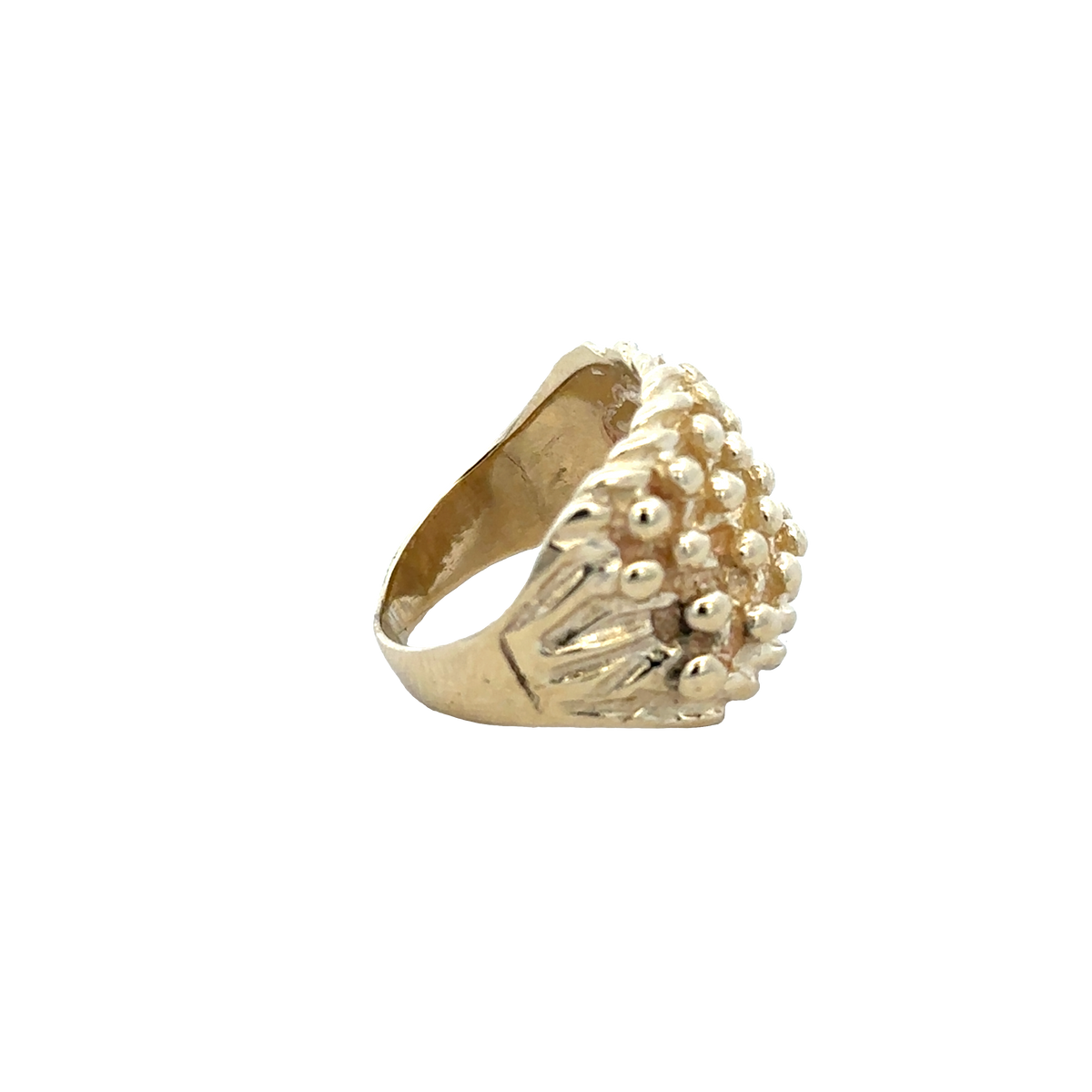 9ct yellow gold keeper ring by Reeves and Sons, size L½