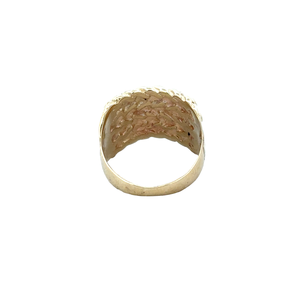 9ct yellow gold keeper ring by Reeves and Sons, size L1/2