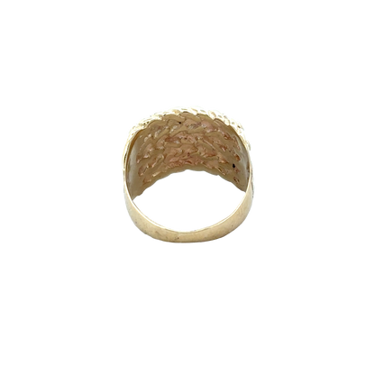 9ct yellow gold keeper ring by Reeves and Sons, size L1/2